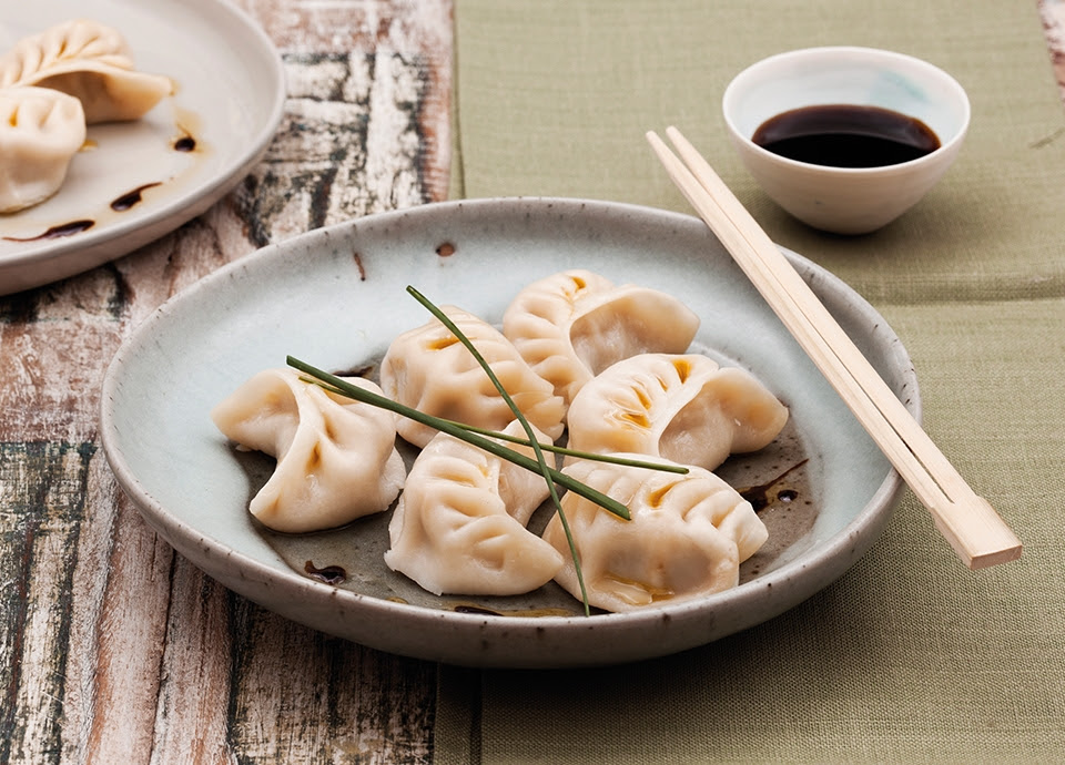 Gyozas de carne y verduras al vapor